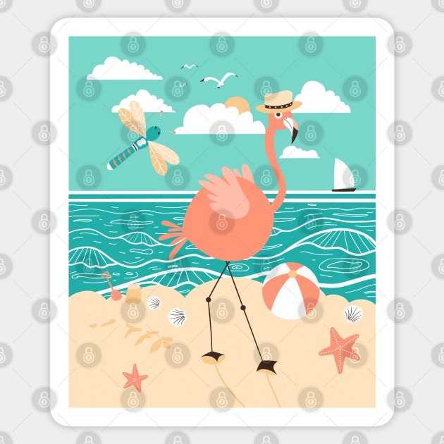 Pink flamingo Sticker by Mimie20